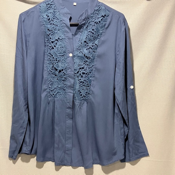 no brand Tops - Elegant Women's Blouse with Lace Detail